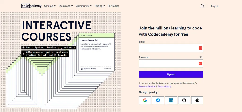 Codecademy website